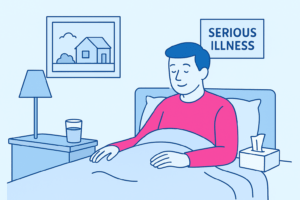 Person recovering at home after serious illness