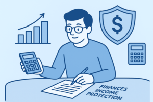 Person calculating finances and income protection needs