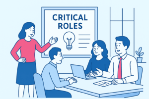 Team brainstorming to cover critical roles after staff departure