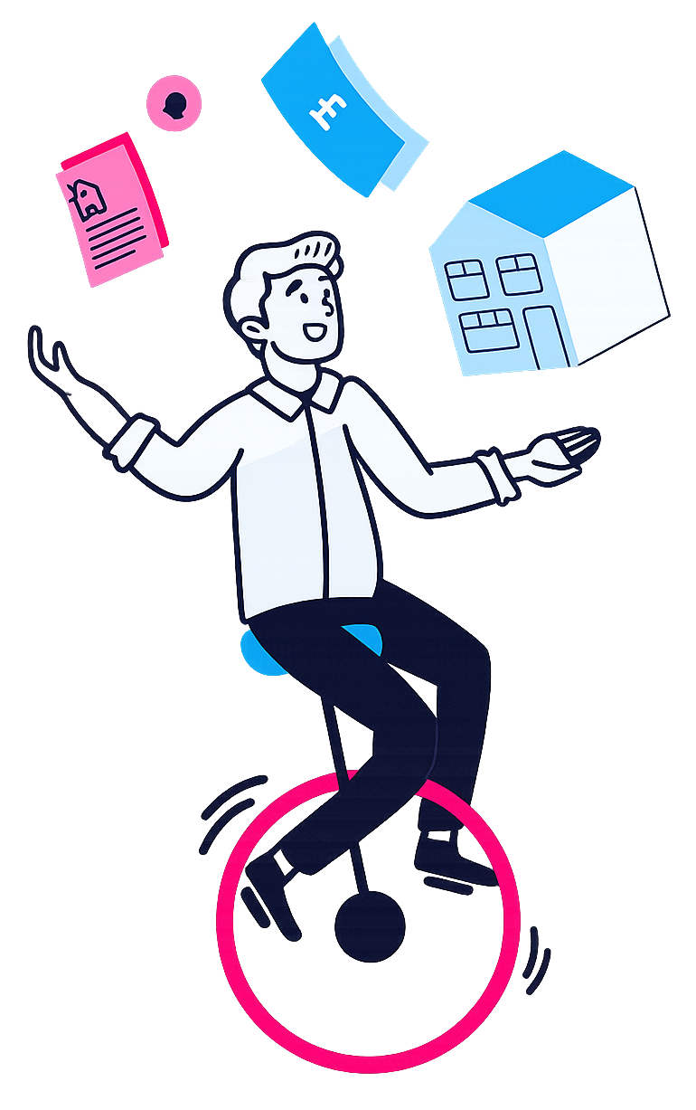 graphic of man juggling everything